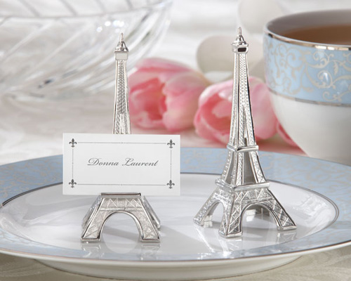 Evening in Paris Eiffel Tower Silver-Finish Place Card/Holder (set of 4)-Evening in Paris Eiffel Tower Silver-Finish Place Card/Holder, paris wedding, paris theme bomboniere, silver bomboniere, unique bomboniere, 