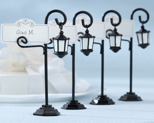 "Bourbon Street" Streetlight Place Card Holder with Coordinating Place Cards (Set of 4)-Bourbon Street Streetlight Place Card Holder, Wedding Bomboniere, Place Card, Street light 