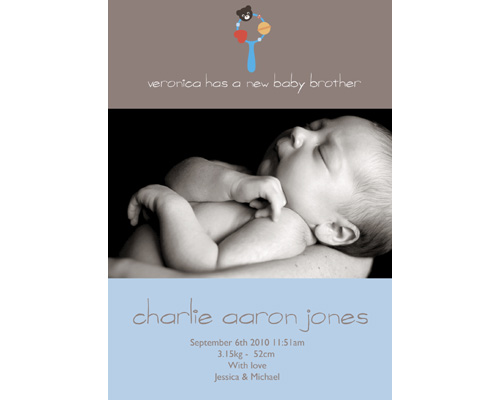 Baby Brother Birth Announcement-Birth announcement, baby announcement, new baby, baby boy announcement, baby brother announcement