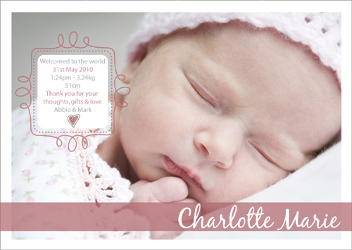 Sweet Flourish Birth Announcement-Birth Announcement, baby announcement, new baby, baby girl announcement,