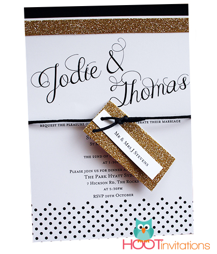 Black and Gold Glitter invitation-Gold glitter invitation, black and gold invitation, glitter wedding invitation