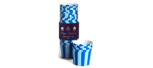 Paper Eskimo Blue Stripes Baking Cup Cupcake Wrapper-Paper Eskimo Blue Stripes Baking Cup Cupcake Wrapper, Blue Stripes Cupcake Wrapper, Birthday Party Cupcake Wrapper, Blue theme party, Blue Cupcake Cases Hoot Invitations Party Supplies