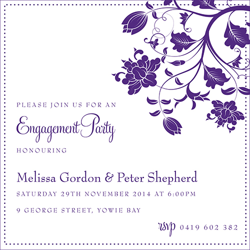 Engagement invitation - Purple Floral-Engagement Invitation, purple engagement invitation, vintage floral invitation