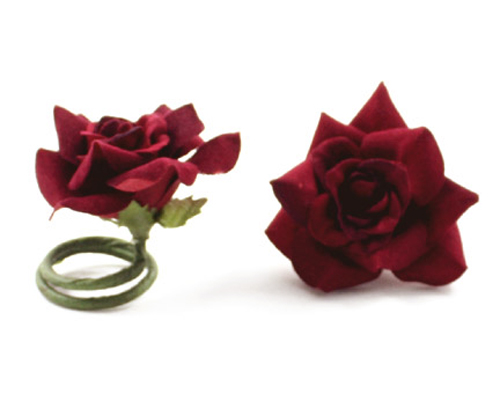 Velvet Roses - Red (Pack of 9)-Velvet Rose Red, artificial flowers, fake flowers, fake roses, bomboniere, DIY invitations, wedding  