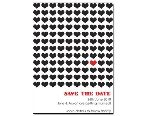 One Heart Save the Date-Save the Date Card, Hearts save the date, red and black save the date, heart inspired save the date