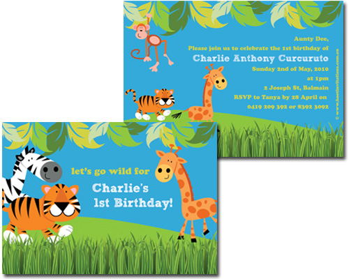 Let's go wild! Jungle Party Invitation-Jungle Party invitation, first birthday, 1st birthday invitation, 2nd birthday, second birthday, 3rd birthday third birthday, boy birthday, lion invitation, monkey invitation, colourful invitation, cute invitation