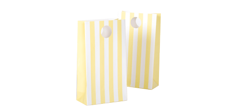 Paper Eskmo Party Bags Limoncello Yellow Stripe-Paper eskimo Party Bags Limoncello Yellow stripes, lolly bags, yellow lolly bags, designer lolly bags, candy bags