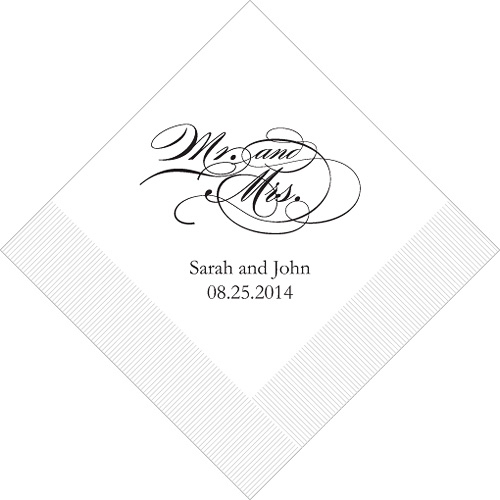 Personalised Printed Napkin - Mr and Mrs-Personalised Napkins, Personalised Wedding Serviettes, monogrammed napkins, Mr and mrs napkins, mr and mrs serviettes, mr and mrs wedding napkins, printed wedding serviettes
