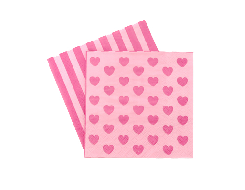 Paper Eskimo Pink Heart Napkins-Paper eskimo Pink heart napkins, valentines day napkins, girls party napkins, pink party napkins, designer party napkins, pink serviettes, pink heart serviettes