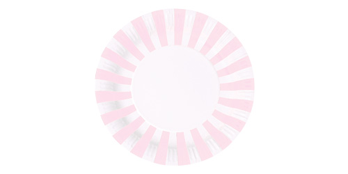 Paper eskimo Marshmellow Pink Party Plate-Pink Party Plate, Paper eskimo Party Plates, Paper eskimo Marshmallow stripe party plates, baby pink paper plates, pink stripe paper plates, girls party plates