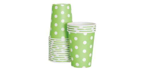 Paper Eskimo Apple Green Spot Party Cup-Paper Eskimo Apple Green Spot Party Cup, green paper cup, Birthday Party cups, green theme party, green spot cups, boys party cups, baby shower cups