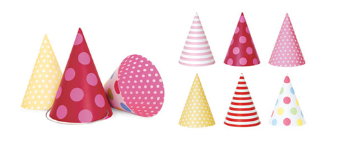 Paper Eskimo Party Hats Girls-Paper Eskimo Party Hats, Party hats girls, pink party hats, cone party hats, 