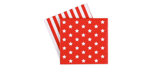 Paper Eskimo Red Star and Stripes Party Napkins-Paper Eskimo Red Stars Napkins, Red Party Napkins, Star Party Napkins, Christmas Napkins, Red Star Serviettes, Red Stripes Serviettes 