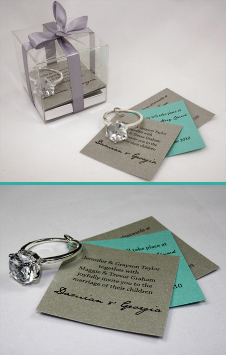 Diamond Ring Invitation-Diamond Ring Invitation, glamorous invitation, unusual invitation, keyring invitation, keychain invitation, unique wedding invitation