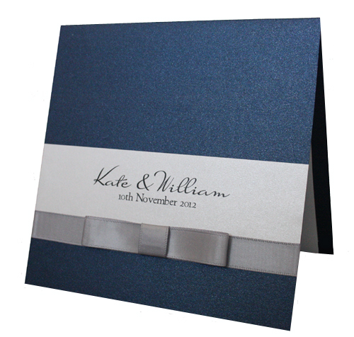 Royal Navy Blue Invitation with Silver Bow Tie-royal blue invitation, navy blue wedding invitation, blue and silver wedding invitation, 