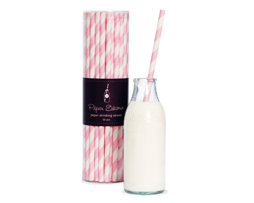 Paper Eskimo Paper Straws Marshmellow Pink-Pink paper strawsPaper eskimo paper straws marshmallow Pink, pink stripe straws, retro paper straws