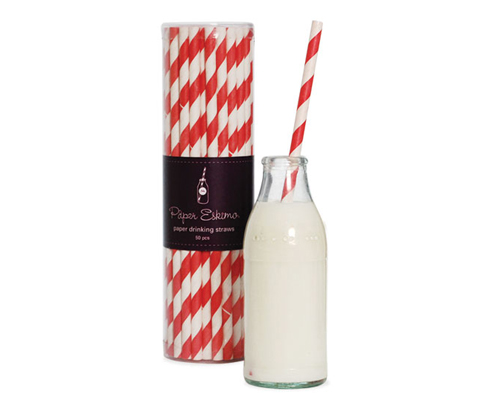 Paper Eskimo Paper Straw Candy Cane Red-Paper eskimo paper straws candy cane Red, red stripe straws, retro paper straws