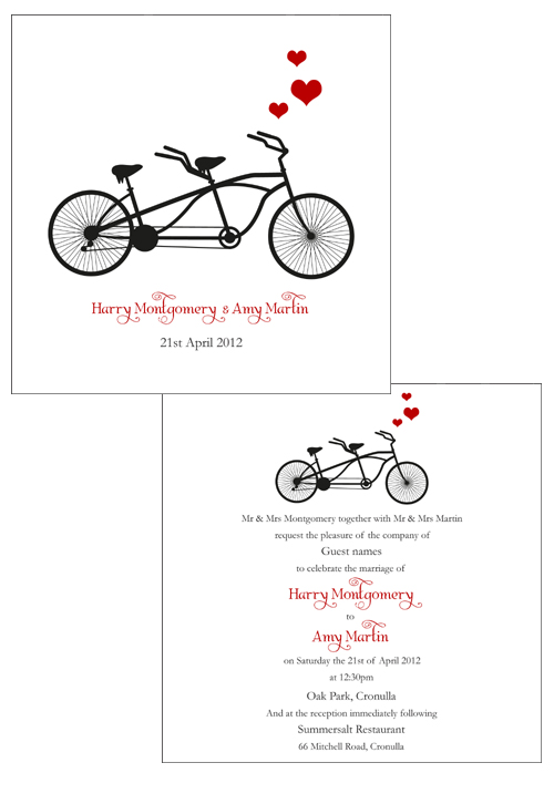 Tandem Bike Invitation - Bicycle for Two-Tandem bike invitation, bike wedding invitation, bicycle for two invitation, bike engagement invitation