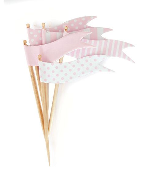 Paper Eskimo Marshmallow Pink Cupcake Toppers-pink cupcake topper, Paper eskimo cupcake topper marshmallow pink flags, pink cupcake flags, 