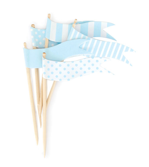 Paper Eskimo Powder Blue Cupcake Topper Flags-Paper eskimo cupcake topper powder blue flags, blue cupcake flags, 