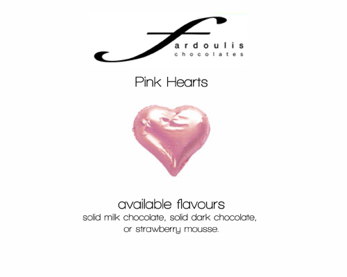 Pink Foiled Hearts-Fardoulis chocolate foiled Hearts, chocolate hearts, foil hearts, wedding confectionery, wedding chocolate, bomboniere, bonbonniere, fine chocolate, luxury bomboniere, luxury chocolate, pink chocolates, pink hearts, pink confectionery