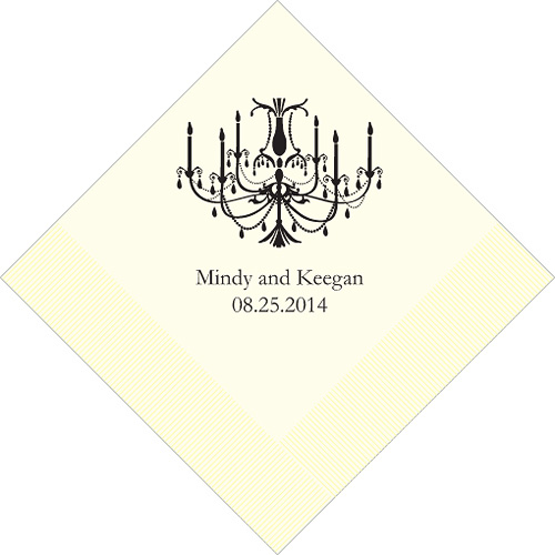 Personalised Napkin Elegant Chandelier-Personalised Napkins, Personalised chandlelier napkins, personalised serviettes,