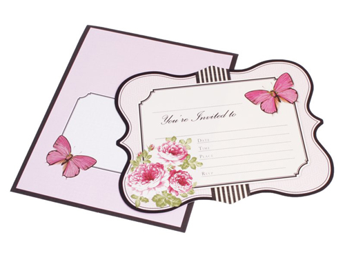 HiPP Invitation Kit Fleur (Pack of 25)-HiPP Invitation Kit Fleur, floral pink invitation kit, DIY Invitation, fill in invitation, shabby chic invitation kit, vintage pink invitation kit.