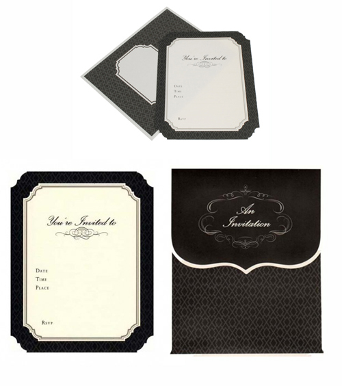 HiPP Invitation Kit Luxe Black (Pack of 25)-HiPP Invitation Kit Luxe Black, adult birthday invitation, black & white invitation, damask invitation, HiPP, Fill-in invitation, engagement invitation black, wedding invitation black