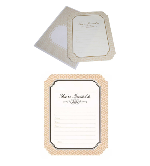 HiPP Invitation Kit Luxe Cream-HiPP Invitation Kit Luxe Cream, adult birthday invitation, cream & white invitation, damask invitation, HiPP, Fill-in invitation, engagement invitation cream, wedding invitation cream