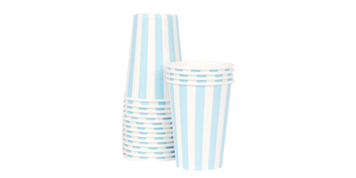 Paper Eskimo Powder Blue Party Cup-Paper Eskimo Powder Blue Stripe Party Cup, blue paper party cup, Birthday Party cups, blue theme party, blue stripe cups, boys party cups, baby shower cups, baby boy party