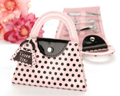 'Pink Polka Purse' Manicure Set-Manicure set, handbag gift, pink polka purse manicure set, bridal shower gift, kitchen tea gift, bomboniere, wedding bomboniere, bonboniere, unique gift, unique wedding gift, polka dot, pink purse