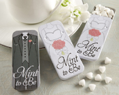 "Mint to Be" Bride and Groom Slide Mint Tins with Heart Mints-Mint to Be Bride and Groom Slide Mint Tins with Heart Mints, wedding mints in tin, bride tin mints, groom mint tin 
