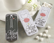 "Mint to Be" Bride and Groom Slide Mint Tins with Heart Mints-Mint to Be Bride and Groom Slide Mint Tins with Heart Mints, wedding mints in tin, bride tin mints, groom mint tin 
