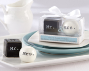 "Mr. & Mrs." Ceramic Salt & Pepper Shakers-Mr. & Mrs. Ceramic Salt & Pepper Shakers, wedding bomboniere, salt & pepper shakers wedding gift, 
