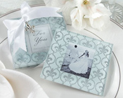 "Fleur de Lis" Frosted Glass Photo Coasters (Set of 2)-Fleur De Lis Frosted Glass Photo Coaster, Coaster, Glass, Bomboniere, bonboniere, reception gift