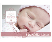 Sweet Flourish Birth Announcement-Birth Announcement, baby announcement, new baby, baby girl announcement,