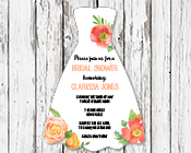 Bridal Shower Dress invitation - Floral-Bridal Shower Dress invitation - Floral Watercolor, watercolour, watercolour flowers, kitchen tea invitation, coral and apricot, pink and orange, green and pink,