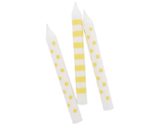 Paper Eskimo Yellow Limoncello Candles-Paper Eskimo Yellow Limoncello Candles, yellow party candles, yellow birthday candles, girls birthday candles, boys birthday candles, yellow and white candles, designer birthday candles