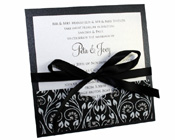 Black Floral Glitter Square Invitation-Black Floral Glitter print, black and white invitation, wedding invitations