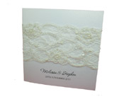 French Beaded Lace Square Invitation-Unique Wedding invitation, french beaded lace invitation, lace wedding invitation, white invitation, delicate invitation, hoot invitations, 