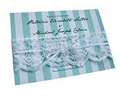 Tiffany Blue Stripes and Lace Invitation-Wedding Invitation, tiffany blue stripe invitation, white lace invitation, aqua and white invitation, turquoise and white invitation