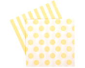 Paper eskimo Limoncello Napkins-Paper Eskimo limoncello yellow Napkins, yellow Party Napkins, spot Party Napkins, girls party Napkins, yellow Serviettes, yellow and white napkins, yellow and white serviettes