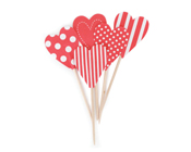 Paper Eskimo Red Candy Cane Heart Cupcake Topper-Paper eskimo cupcake topper red candy cane hearts, red cupcake heart topper, toothpick cupcake topper red, valentines day cupcake topper 