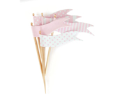 Paper Eskimo Marshmallow Pink Cupcake Toppers-pink cupcake topper, Paper eskimo cupcake topper marshmallow pink flags, pink cupcake flags, 