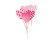 Paper Eskimo Pink Floss Heart Cupcake Topper-Pink Heart Cupcake topper, valentines day cupcake topper