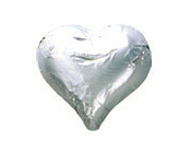 Shiny Silver Foiled Hearts-Fardoulis chocolate foiled Hearts, chocolate hearts, foil hearts, wedding confectionery, wedding chocolate, bomboniere, bonbonniere, fine chocolate, luxury bomboniere, luxury chocolate