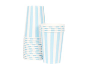 Paper Eskimo Powder Blue Party Cup-Paper Eskimo Powder Blue Stripe Party Cup, blue paper party cup, Birthday Party cups, blue theme party, blue stripe cups, boys party cups, baby shower cups, baby boy party